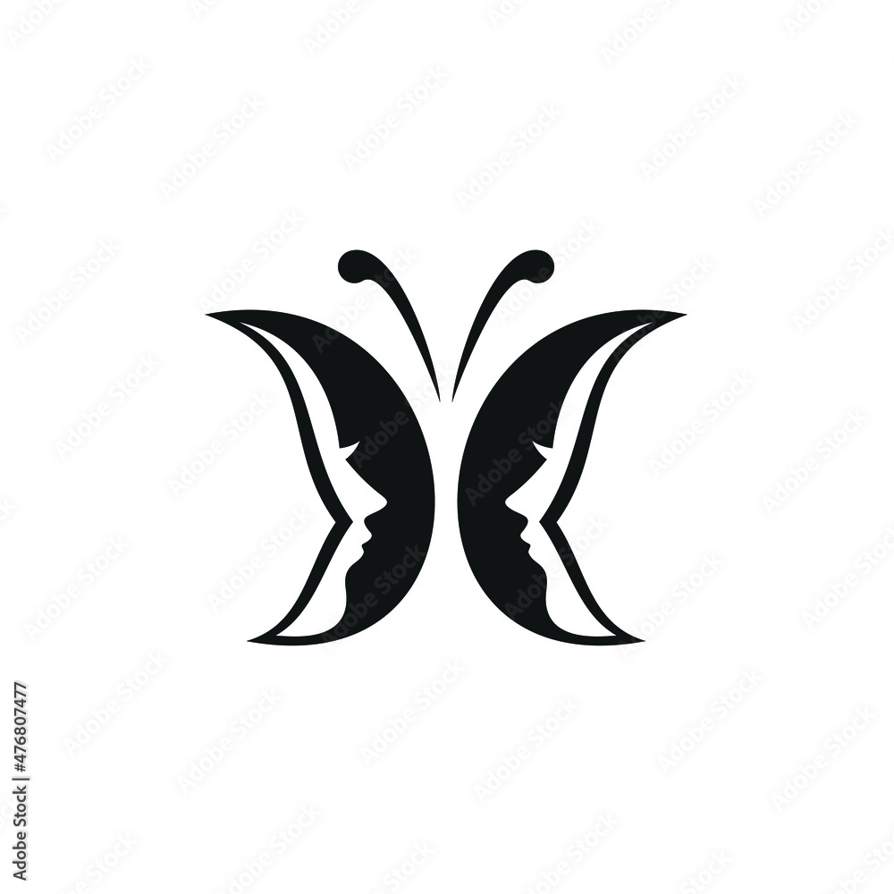 Beautiful Woman's Face Flying Butterfly Logo Design Inspiration Beautiful Woman's Face Flying Butterfly Logo Design Inspiration