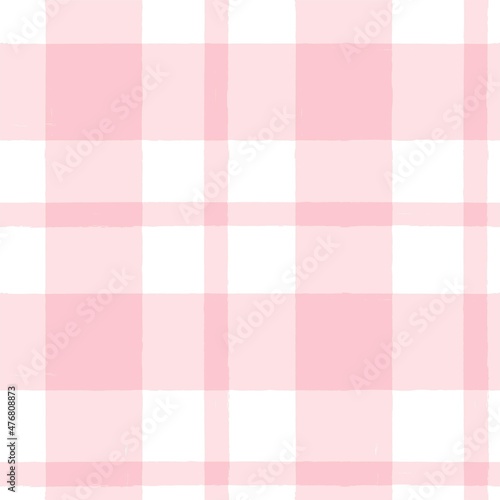 Pink watercolor plaid pattern. stripes, girly gingham seamless tartan texture, spring picnic table cloth, plaid. vector checkered summer paint brush strokes.