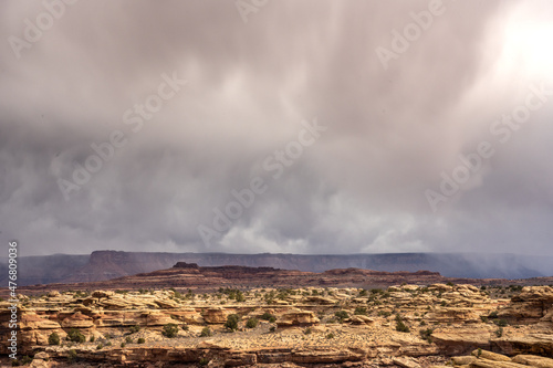 Low Rain Clouds Passing Over The Mesa North Of The Needles