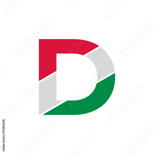Free Download Initial Letter D Paper Cutout with Italian Flag Color Logo Design Template - GFXLoad