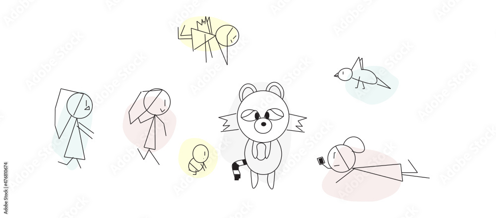 cute hand drawn doodle vector set, love, Natural , girl, baby, bird, raccoon and creative design vector collection. cute hand drawn doodle vector set, love, Natural , girl, baby, bird, raccoon and creative design vector collection.