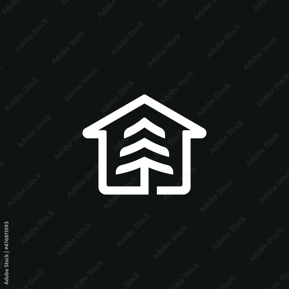 House Home Building and Tree Branch Evergreen Pine Logo Design Inspiration House Home Building and Tree Branch Evergreen Pine Logo Design Inspiration