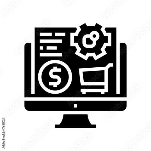 purchasing online glyph icon vector. purchasing online sign. isolated contour symbol black illustration
