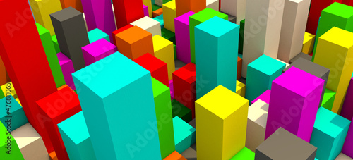 3D rendering Abstract background from multicolored cubes.