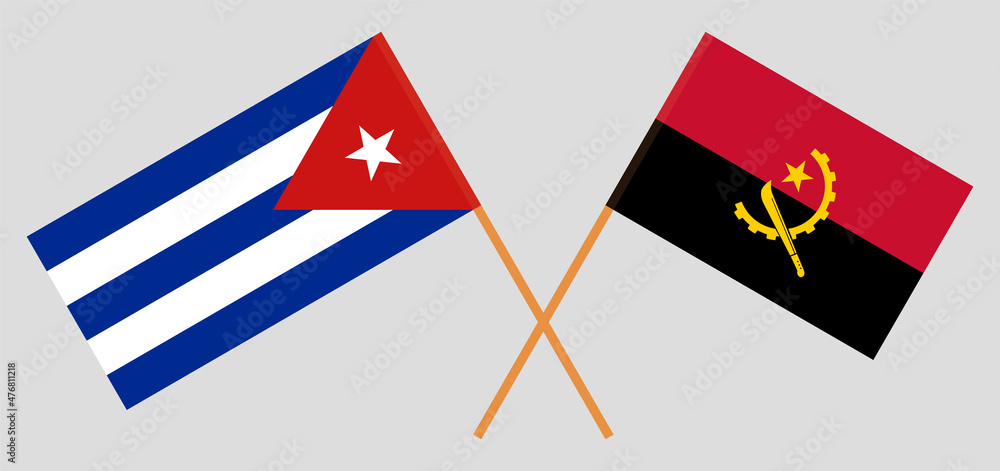 Crossed flags of Cuba and Angola. Official colors. Correct proportion Crossed flags of Cuba and Angola. Official colors. Correct proportion