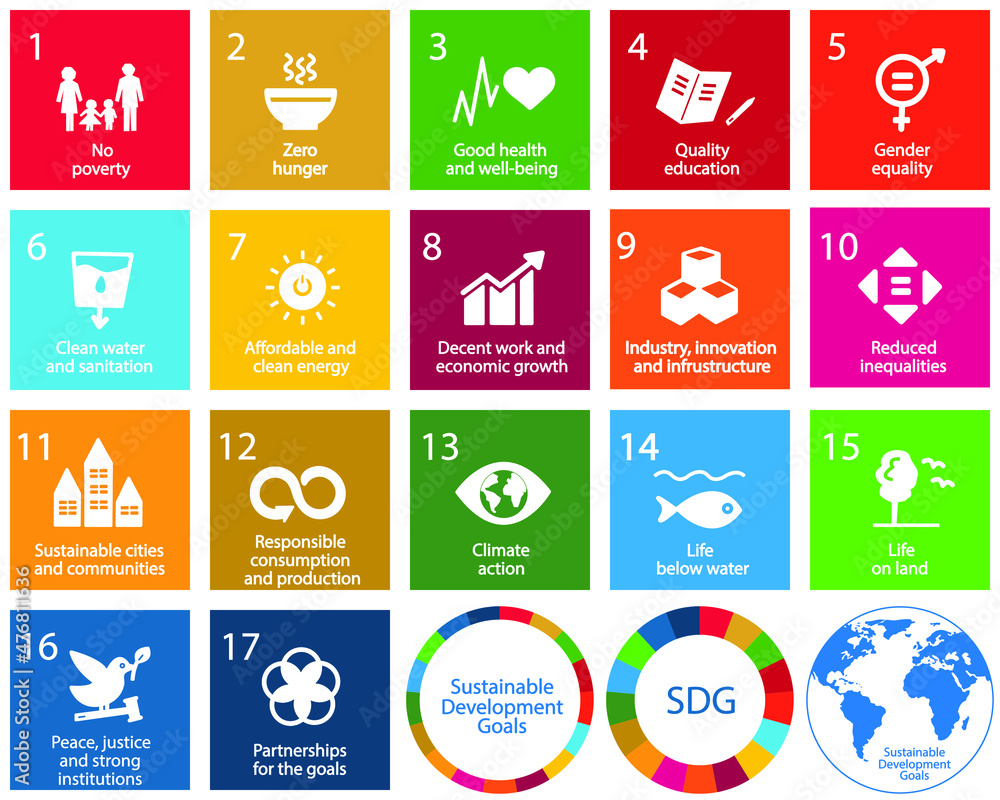 17 Sustainable Development Goals Set By The United Nations General Assembly Agenda 30 Isolated Icon Set Vector Illustration Eps 10 Stock Vector Adobe Stock