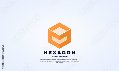 stock abstract hexagon logo design vector cube creative illustrator