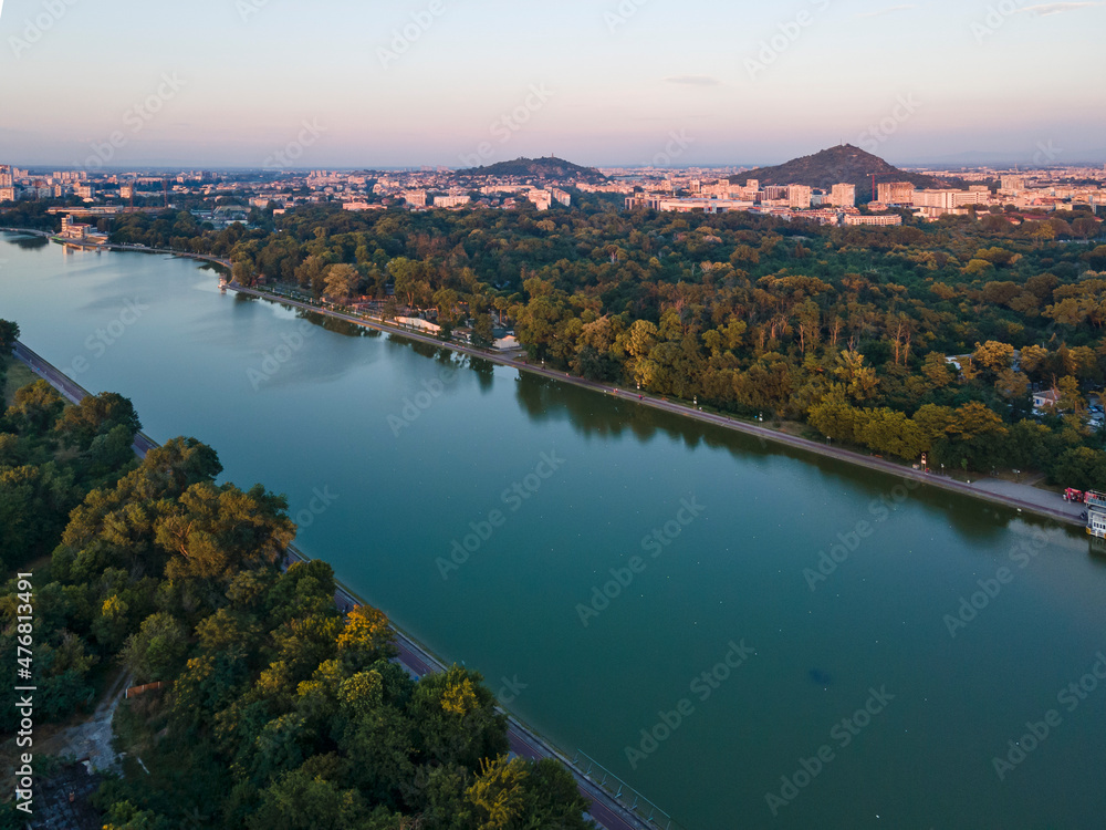 Sunset landscape of Rowing Venue in city of Plovdiv, Bulgaria