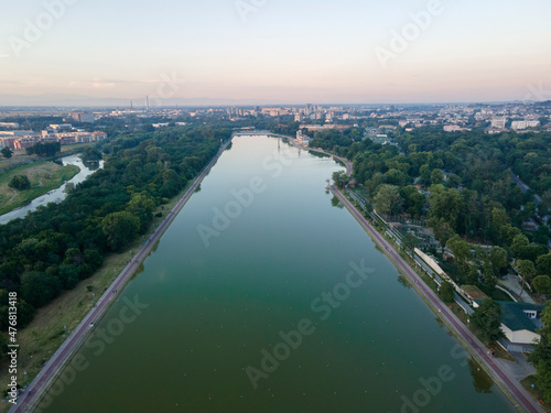 Sunset landscape of Rowing Venue in city of Plovdiv  Bulgaria