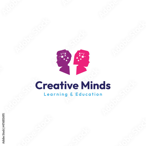 Creative mind child care learning school logo designs simple modern