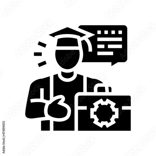 student job glyph icon vector. student job sign. isolated contour symbol black illustration