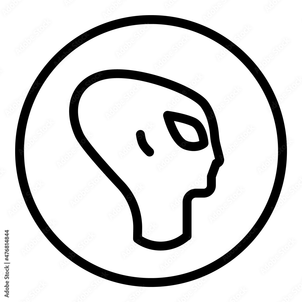 Fiction Alien Head Flat Icon Isolated On White Background Fiction Alien Head Flat Icon Isolated On White Background
