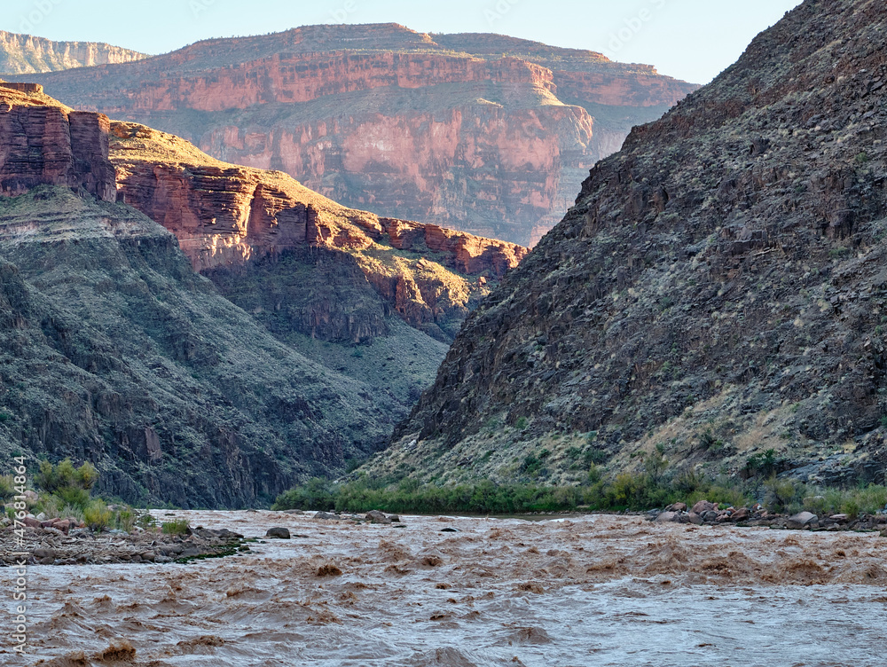 Dubendorf Rapid in the Grand Canyon National Park, Arizona. This is the view from Stone Creek Camp (Mile 132) , looking upstream.