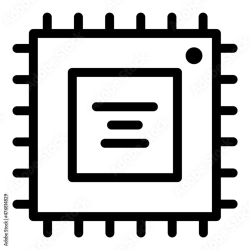 Electronic Circuit Processor Flat Icon Isolated On White Background