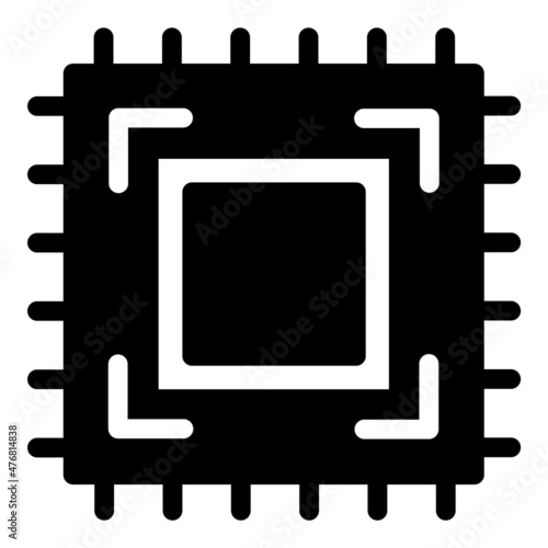 Electronic Circuit Processor Flat Icon Isolated On White Background