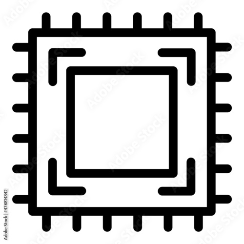 Electronic Circuit Processor Flat Icon Isolated On White Background