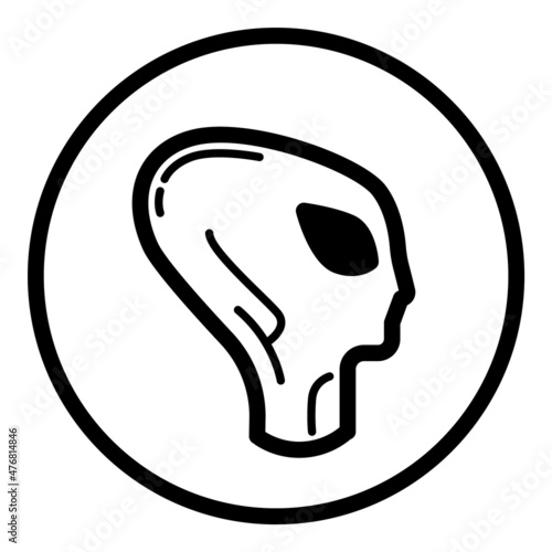 Fiction Alien Head Flat Icon Isolated On White Background
