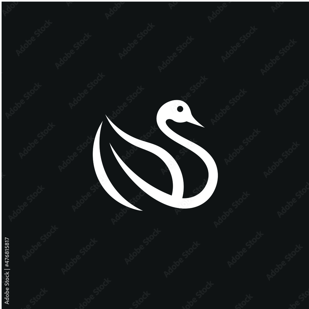 Fototapeta premium Swan Goose Silhouette Natural Leaves Logo Design Inspiration