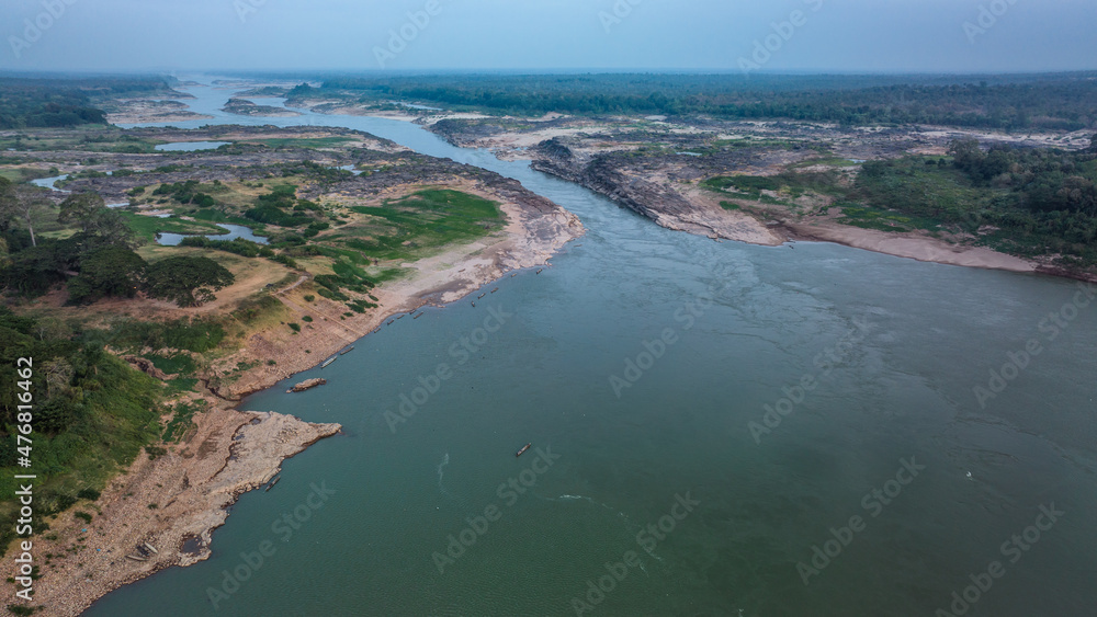 High angle view of the narrowest part of the Mekong River