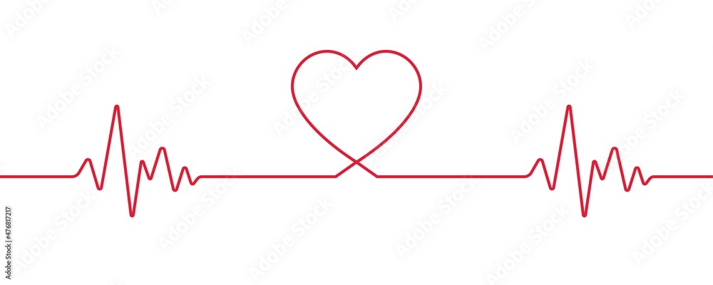 Love heartbeat line background, Pulse trace, ECG or EKG Cardio graph symbol for Healthy and Medical Analysis