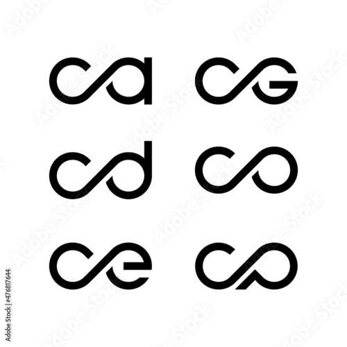 Initial letter C modern linked circle logo design