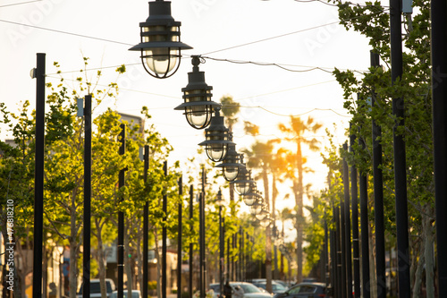 Foto Sunset view of downtown Lancaster, California, USA.