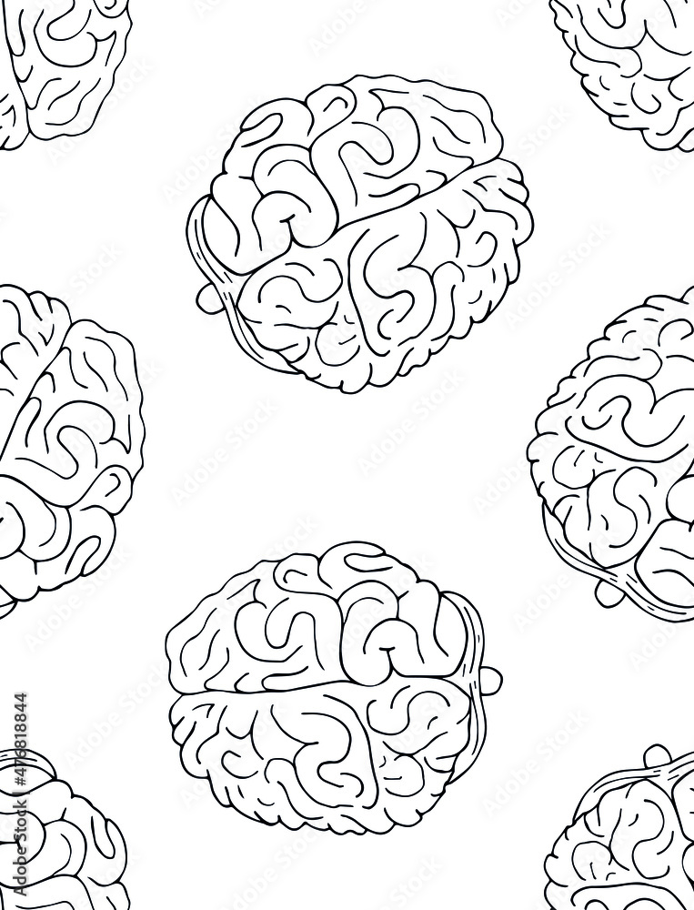 Vector seamless pattern of hand drawn sketch doodle brains isolated on white background Vector seamless pattern of hand drawn sketch doodle brains isolated on white background