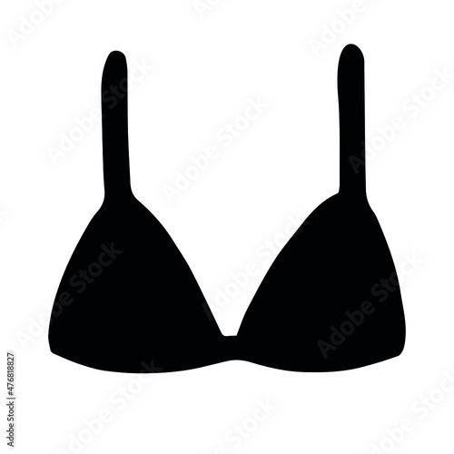 Vector hand drawn bra silhouette isolated on white background