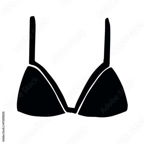 Vector hand drawn doodle sketch black bra isolated on white background