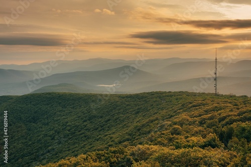 Sunset view from Overlook Mountain, in the Catskill Mountains, New York