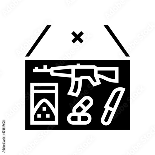 prohibited goods glyph icon vector. prohibited goods sign. isolated contour symbol black illustration
