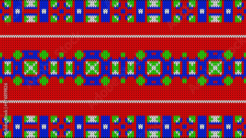 Knitted New Year and Christmas  vector background 