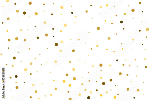 Christmas background with golden polka dot confetti.