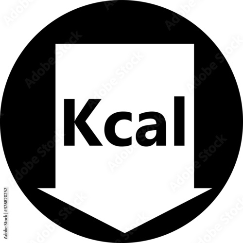 Calories reduction on white background. Kcal reduction symbol. Low kilocalories graphics sign. Flat Style.