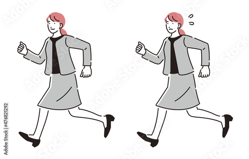 走るビジネスパーソン女性