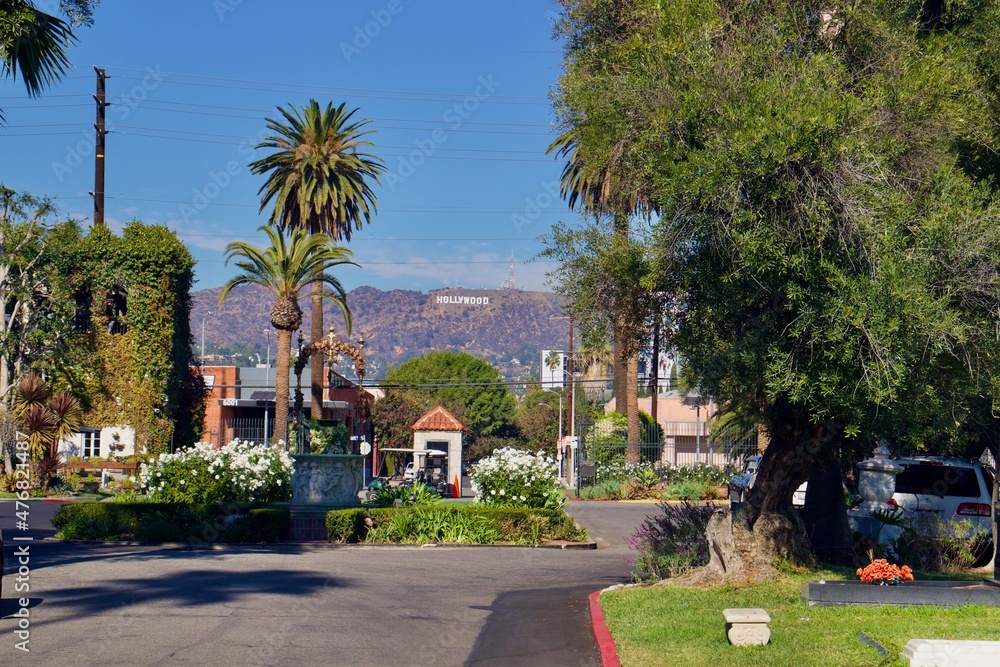 Hollywood Forever Cemetery On Sunny Day Located In Southern California