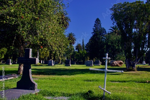 Hollywood Forever Cemetery On Sunny Day Located In Southern California