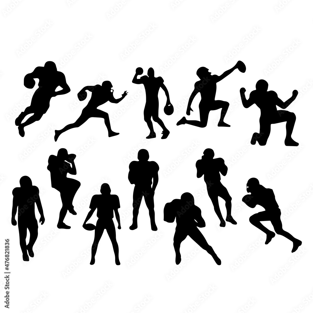 silhouette people playing football sports different position illustration design