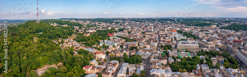 Fotografi Beautiful aerial view of the Lviv city, historical city center, Ukraine, Western Ukraine