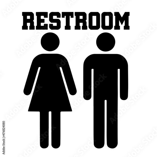 silhouette restroom toilet signs male female washroom illustration design