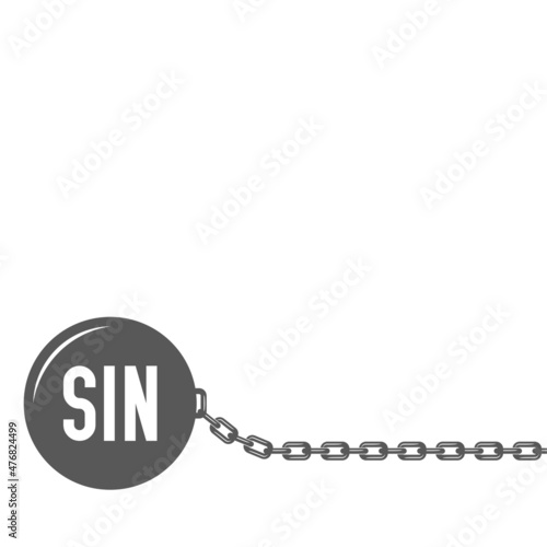 Slave to sin concept. Weight slave. Flat isolated Christian vector illustration, biblical background.