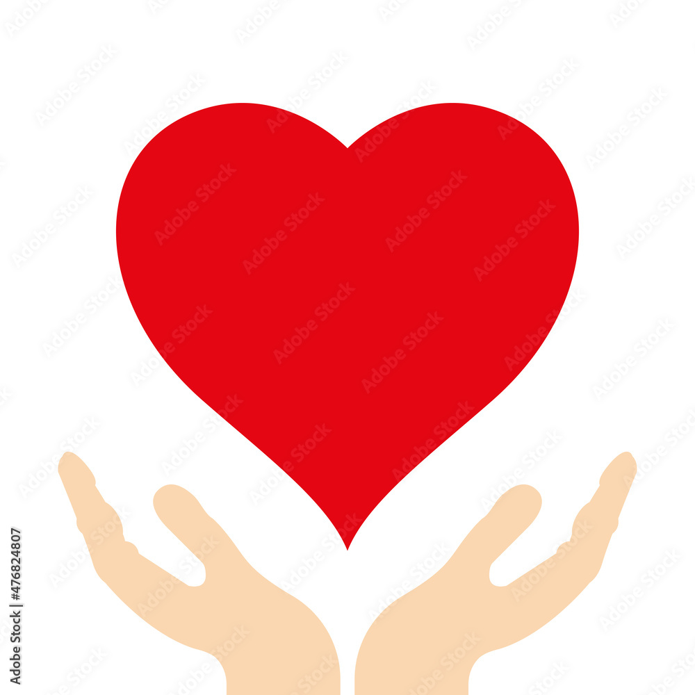 Keep your heart holy. Saving hands and big red heart sign. Flat isolated Christian vector illustration, biblical background. Keep your heart holy. Saving hands and big red heart sign. Flat isolated Christian vector illustration, biblical background.