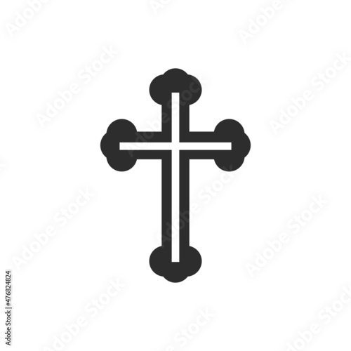 Crucifixion, orthodox Greek christian cross isolated on a white background. Byzantine cross. Flat Christian vector illustration, biblical background.