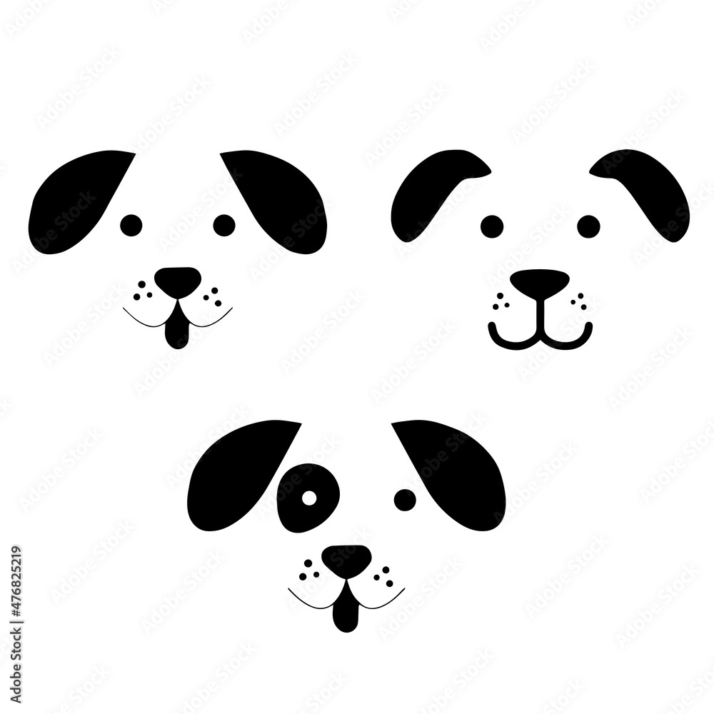 silhouette cartoon dog face illustration isolated design silhouette cartoon dog face illustration isolated design