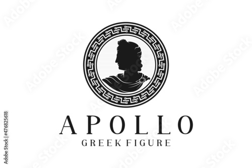 Ancient Greek Figure Philosopher Laurel Wreath Coin Medal Medallion logo design