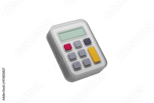 3D Isolated Calculator Finance Accountant Tool Render Illustration on White Background 