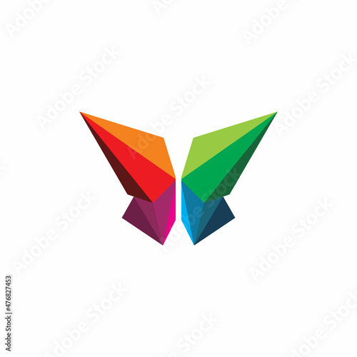 Free Download full color diamond butterfly geometry logo design - GFXLoad