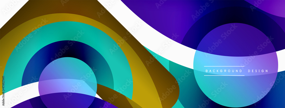 Fototapeta premium Creative geometric wallpaper. Minimal abstract background. Circle wave and round shapes composition vector illustration for wallpaper banner background or landing page