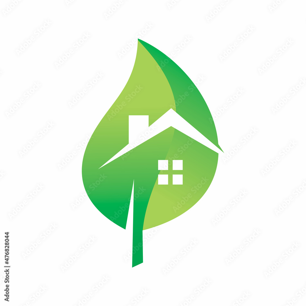 green eco house leaf logo design green eco house leaf logo design
