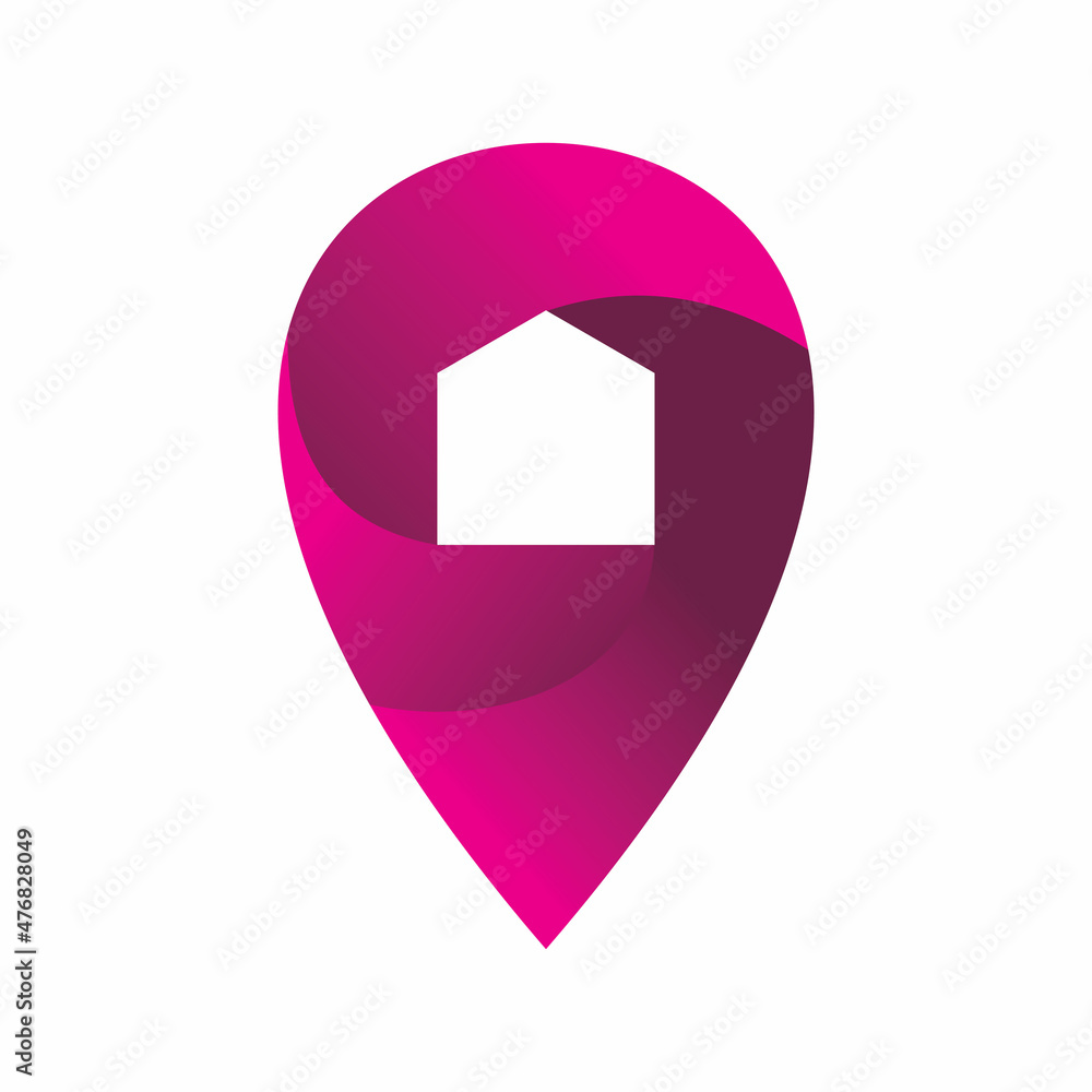 full color pin map house logo design full color pin map house logo design